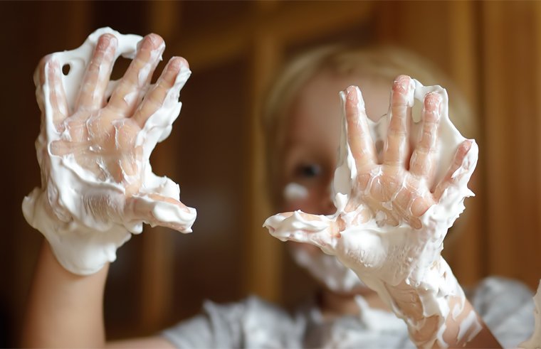 Lockdown activities for kids shaving cream foam Bayside toy Library